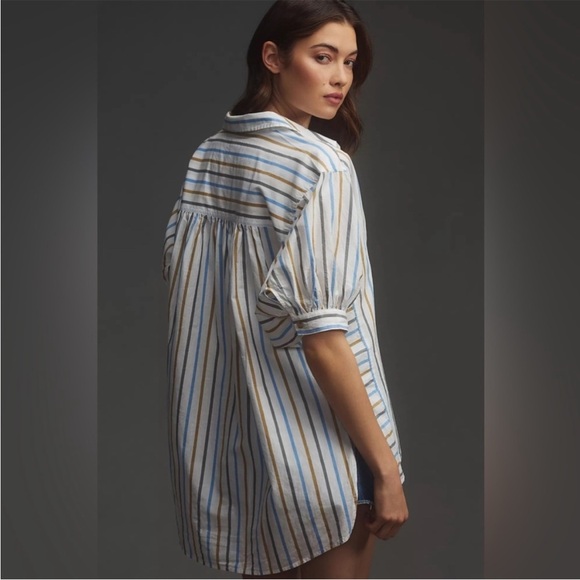 Anthropologie Pilcro Painter Button Up Puff Sleeves Stripe Shirt Size Small - Picture 3 of 13